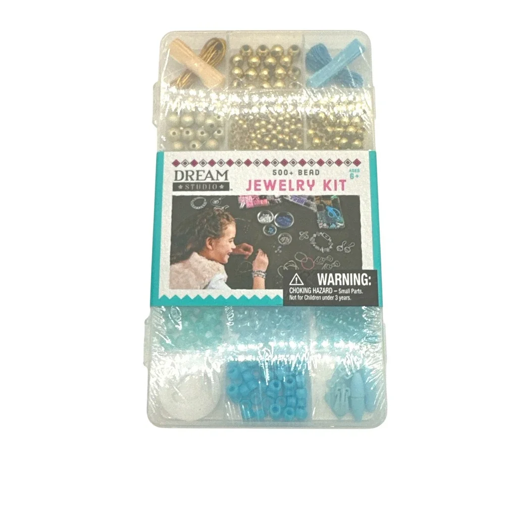 Dream Studio Jewelry Kit 500+ Beads‎ Gold Blue DIY Bracelet Necklace Making Set
